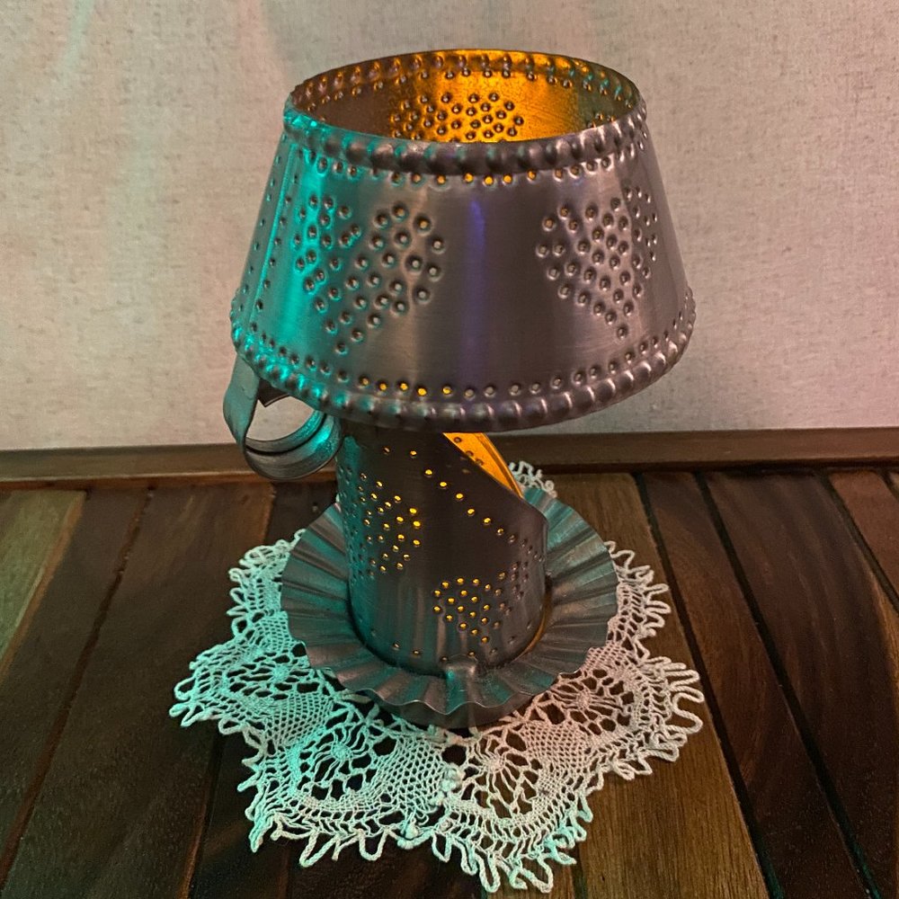 Irwin Primitive Punched Tin Heart Votive Holder with Shade